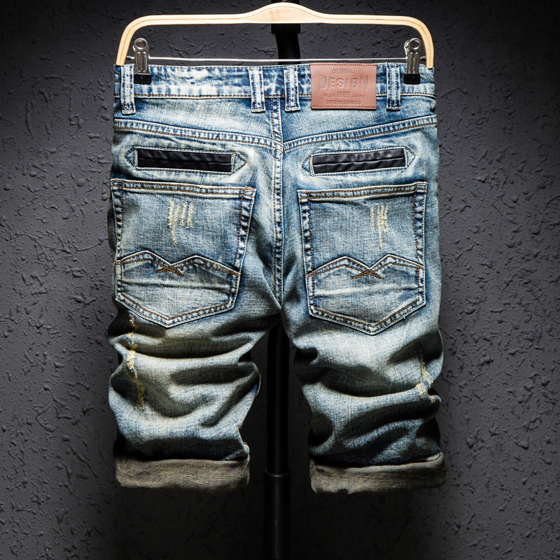 Summer Fashion Brand Design Blue Men Streetwear Ripped Bermuda Jeans Short