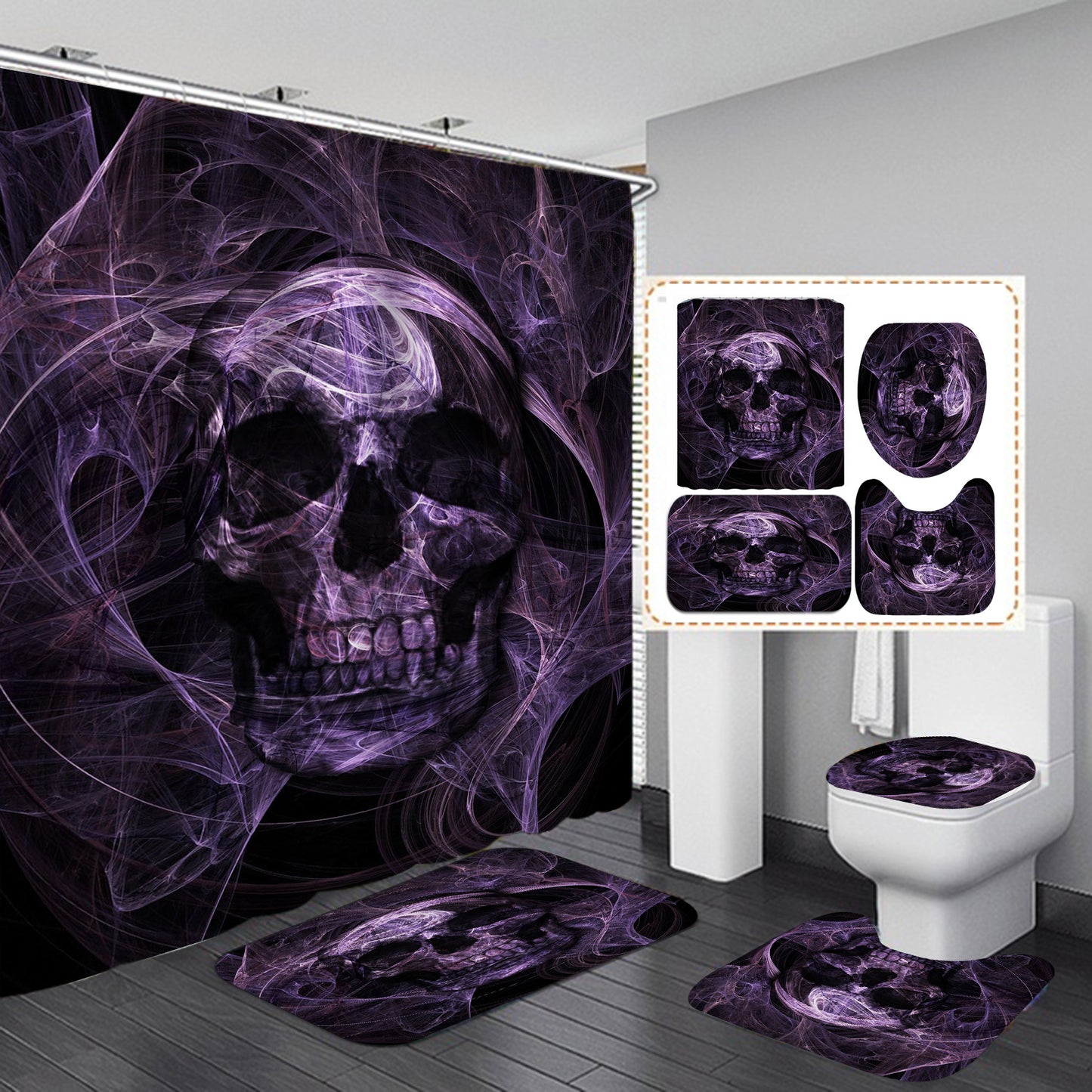 Polyester Printed Shower Curtain Thickened Waterproof Halloween Shower Curtain