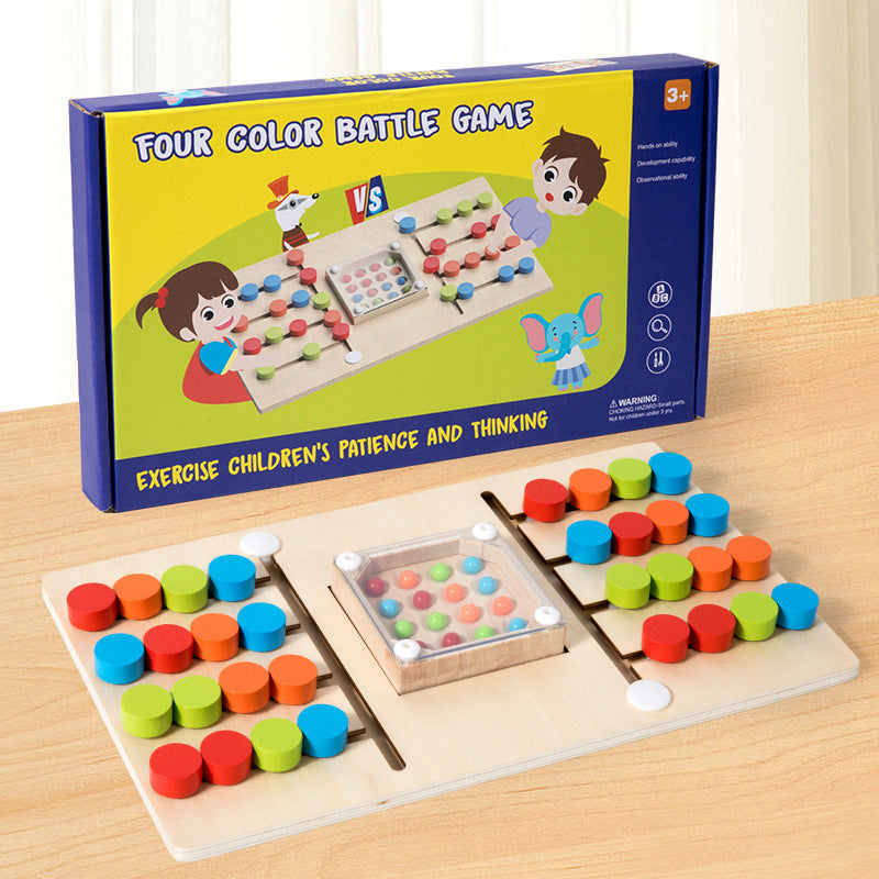 Children's four-color thinking maze walking ball fun tabletop game wooden early education puzzle toy