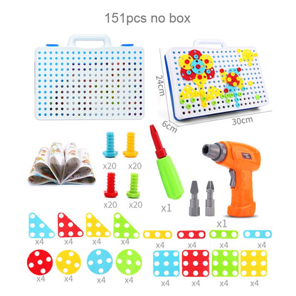 Boy Toys Electric Drill Toys Simulation Tool Toy Assembled Match DIY Model Kit Educational Building Toys Sets Screwing Toys