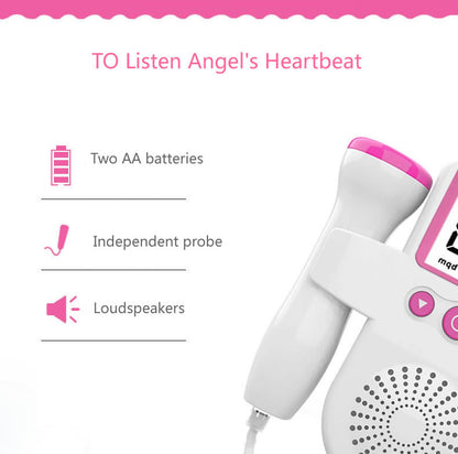 Fetal Heart Monitor Handheld Home Fetal Sound Monitor for Detecting Baby Fetal Movement and Heart Rate Auscultatory Device