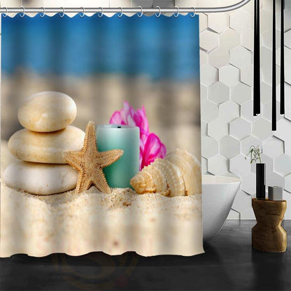 Waterproof Shower Curtain Bathroom Curtain Beach Spa  Shower Curtain