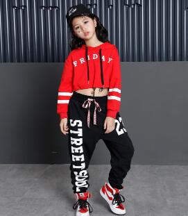 Kids Hip Hop Dance Costumes Girls Long Sleeve Sports Suit Children Jazz Hip hop Dance Clothes Wear for Girl 6 8 10 12 Years