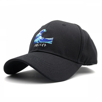 Embroidered wave baseball cap creative for men and women outdoor couple duckbill cap trend