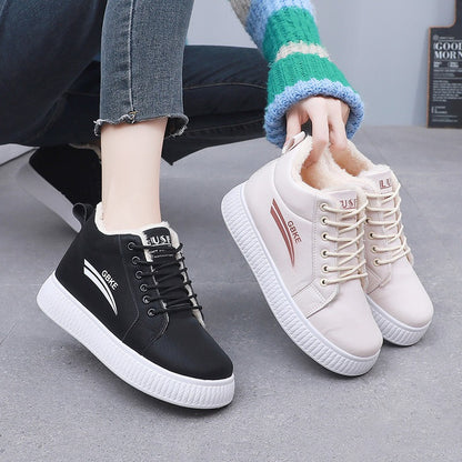 Velvet high top cotton shoes for women thick sole thick versatile Korean version snow cotton boots for women