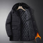 Coat men's winter new style with added velvet and thickened warm cotton clothing, business and leisure mid length hooded plus size men's cotton clothing