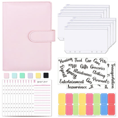 A6 Loose-Leaf Binder Budget Book Macaron Notebook Leather PU Loose-Leaf Book Cash Budget Handbook