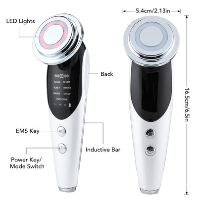 7-in-1 EMS Micro-Current Color Light Vibration LED Beauty Cleansing Import Instrument Face Lift Essence Import Instrument