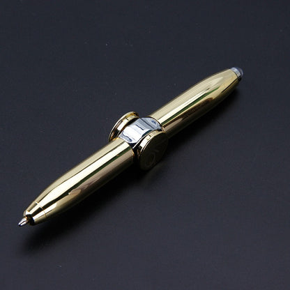 Multi functional rotating luminous flash decompression decompression fingertip rotating metal finger gyroscope ballpoint pen