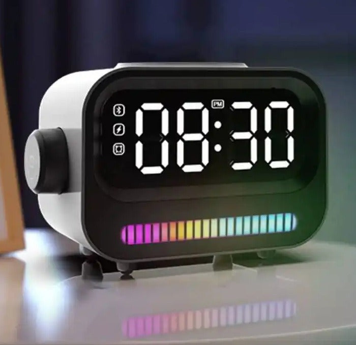 Alarm clock wireless charging Bluetooth speaker clock wireless charging voice controlled light