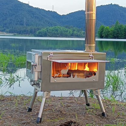 Outdoor Courtyard Firewood Stove Carbon Steel Portable Foldable Wood Camping Stove For Outdoor Tents