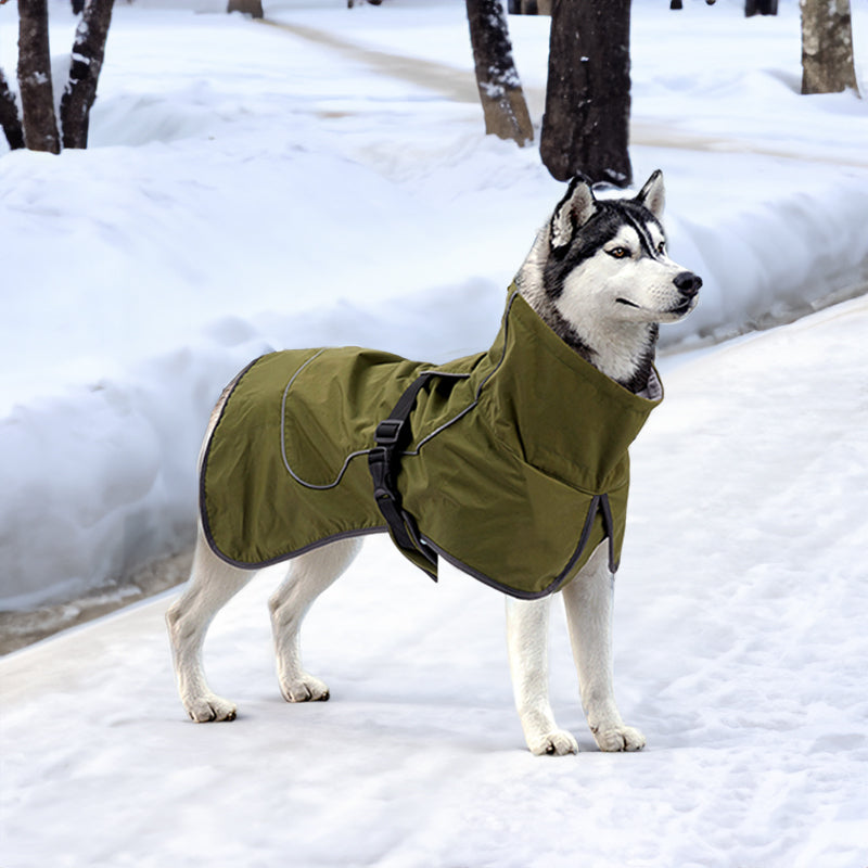 Waterproof Dog Jacket with Fleece Lining for Cold & Outdoor. Reflective, in Colors like Black, etc.