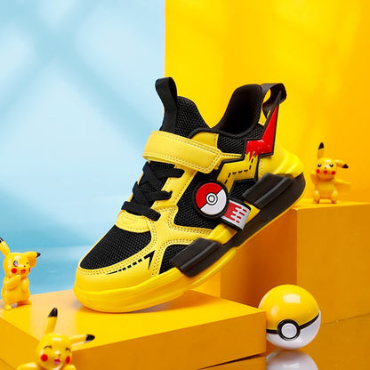 Sports shoes soft soled Pikachu boys' white shoes mesh shoes