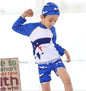 Children Boys Swimwear Shark Printed Boxer Swimsuit for Boys Long Sleeve Top + Boxer Swimming Beach Wear Bathing Suits With Cap