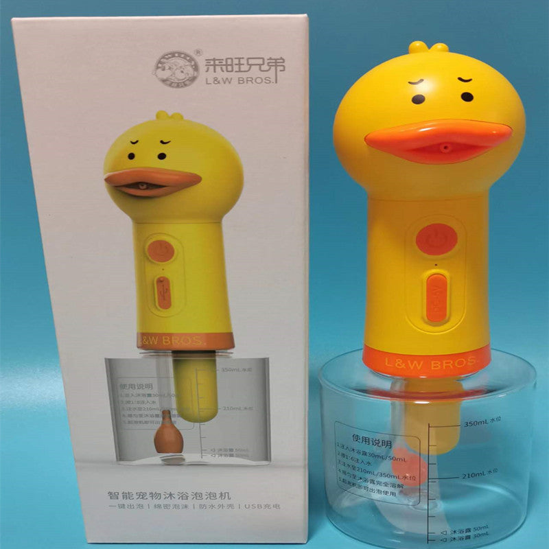 Pet Bubble Machine, Yellow Duck Bubble Maker, Dog Cat Bath Bubble Maker, One Click Bubble Maker for Bath Liquid