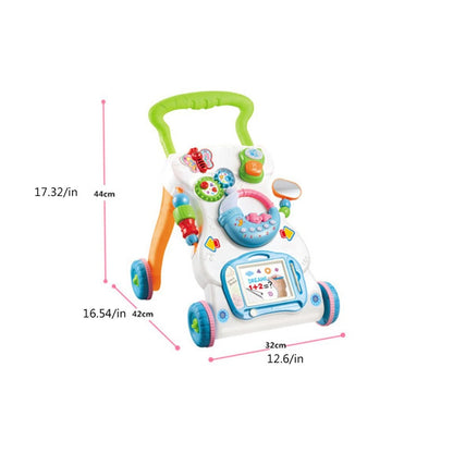 Unisex Infants' Walker Toddler Trolley Multi function Anti rollover Height Adjustable Walker Walking Teaching Cars Toys