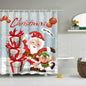 Christmas Waterproof Polyester Bathroom Shower Curtain Decor With Hooks