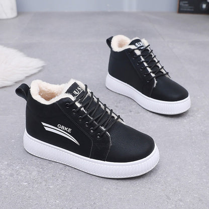 Velvet high top cotton shoes for women thick sole thick versatile Korean version snow cotton boots for women