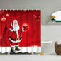 Christmas Waterproof Polyester Bathroom Shower Curtain Decor With Hooks