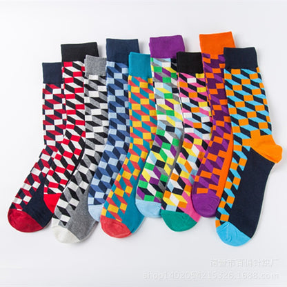 Happy Fashion Socks Personality Fashion Brand Men and Women Couples Medium High Cotton Socks