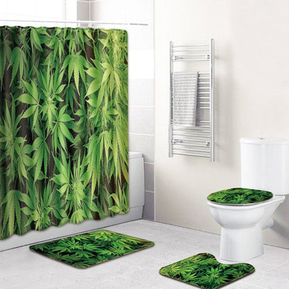 S 3D Printing Maple Leaf Bathroom Mats 180*180cm Shower Curtain 4pcs Bath Mat Sets Home Decoration