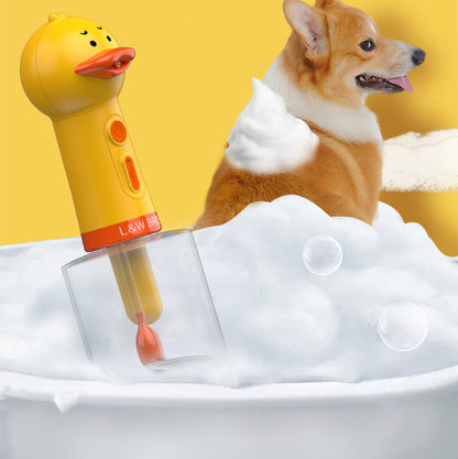 Pet Bubble Machine, Yellow Duck Bubble Maker, Dog Cat Bath Bubble Maker, One Click Bubble Maker for Bath Liquid