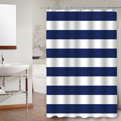 Modern Aqua Gray White Wave Stripe Print  3D Bathroom Shower Curtain