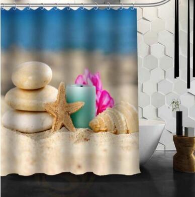 Waterproof Shower Curtain Bathroom Curtain Beach Spa  Shower Curtain