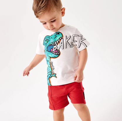 Children Set Summer European and American Children Wear Cute Knitted Short Sleeve Boys Set