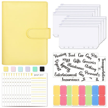 A6 Loose-Leaf Binder Budget Book Macaron Notebook Leather PU Loose-Leaf Book Cash Budget Handbook