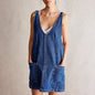 Summer New Women's Dresses Casual Denim Strap Pocket Mini Skirts Vintage Elegant A-Line Denim Backless Sleeveless Dress