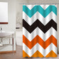 Modern Aqua Gray White Wave Stripe Print  3D Bathroom Shower Curtain