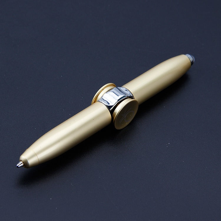 Multi functional rotating luminous flash decompression decompression fingertip rotating metal finger gyroscope ballpoint pen