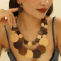 Boho Doublelayer Big Colorful Wood Necklace Earrings Sets Nigerian Wedding Indian Africal Beads Jewelry Maxi Collier