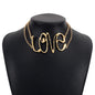 Women's Metallic Convertible Gold-Color Choker For Women Luxury Statement Bib Layers Pendant Necklace JURAN Fashion Jewelry