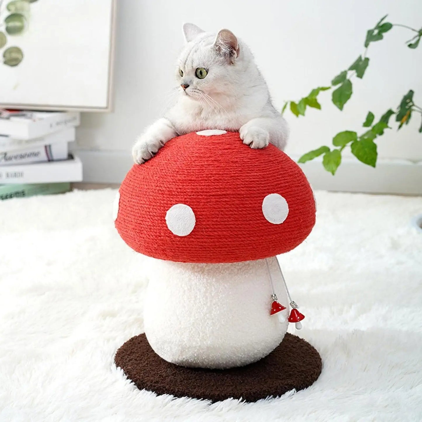 Red umbrella mushroom cat climbing frame sisal ground claw cat scratching board no debris falling vertical cat scratching column