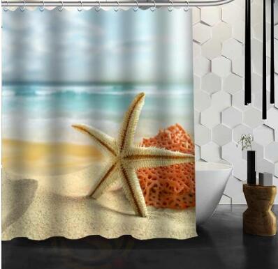 Waterproof Shower Curtain Bathroom Curtain Beach Spa  Shower Curtain