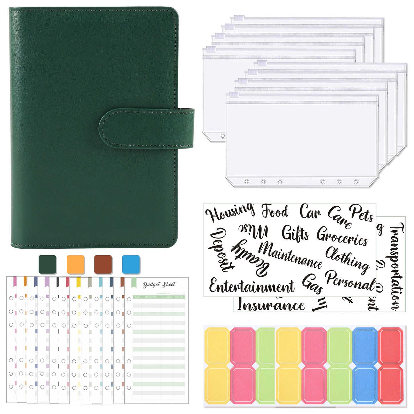 A6 Loose-Leaf Binder Budget Book Macaron Notebook Leather PU Loose-Leaf Book Cash Budget Handbook