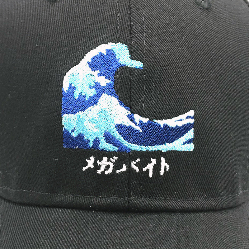 Embroidered wave baseball cap creative for men and women outdoor couple duckbill cap trend