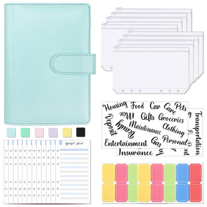 A6 Loose-Leaf Binder Budget Book Macaron Notebook Leather PU Loose-Leaf Book Cash Budget Handbook