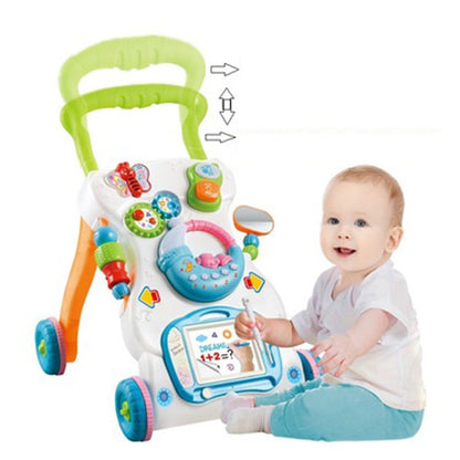 Unisex Infants' Walker Toddler Trolley Multi function Anti rollover Height Adjustable Walker Walking Teaching Cars Toys