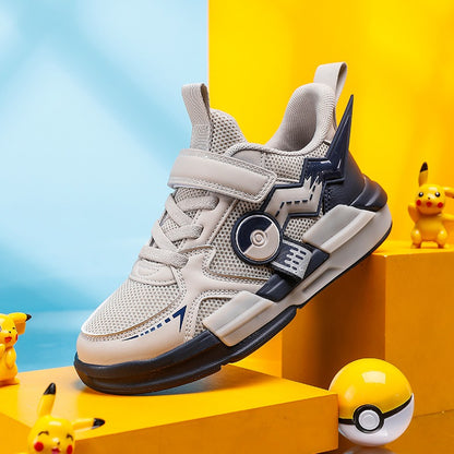 Sports shoes soft soled Pikachu boys' white shoes mesh shoes