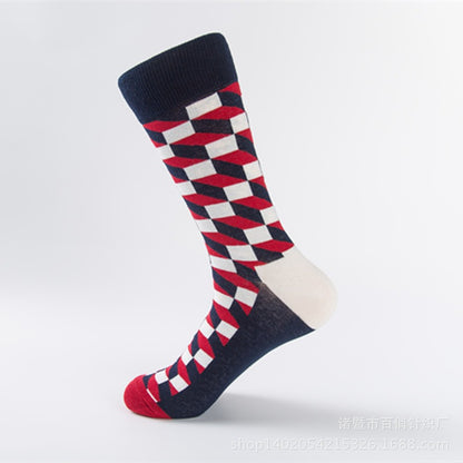 Happy Fashion Socks Personality Fashion Brand Men and Women Couples Medium High Cotton Socks