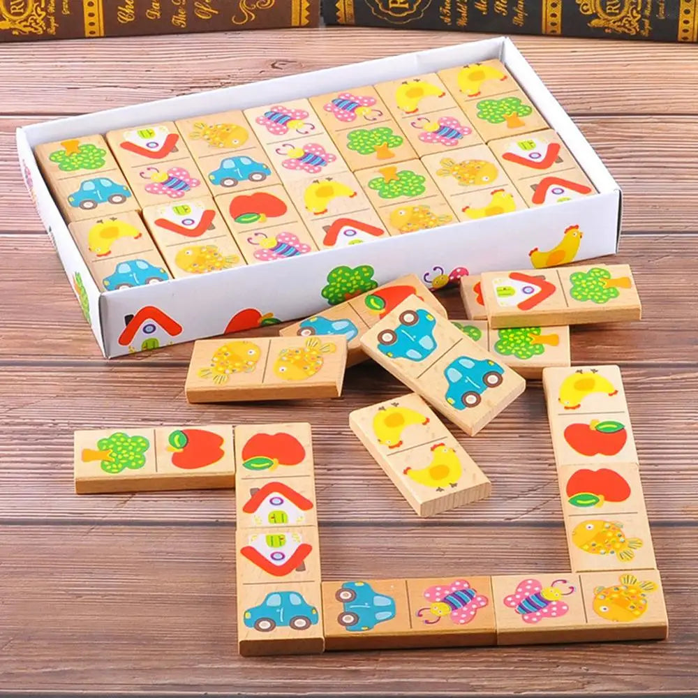 Garden Domino Puzzle Dragon Plate Beech Wood Building Blocks Children's Puzzle Early Education Toys for Boys and Girls