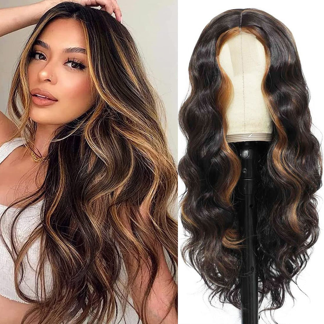 European and American Small Lace Wig Headsets with Intermediate Color Small Lace Center Split Large Wavy Long Curly Wigs