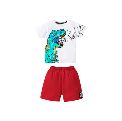 Children Set Summer European and American Children Wear Cute Knitted Short Sleeve Boys Set