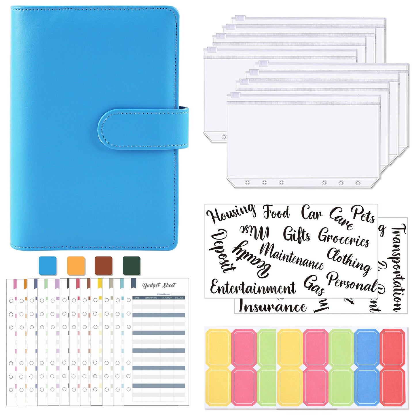 A6 Loose-Leaf Binder Budget Book Macaron Notebook Leather PU Loose-Leaf Book Cash Budget Handbook