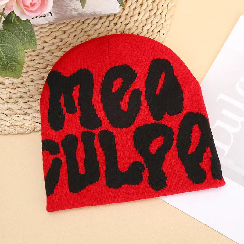 Jacquard hat Knitted hat Warm ear protection hat Fashion casual cold hat European and American popular hat Alphabet hat Net Red Hat