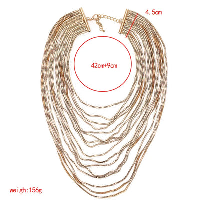 Women's Metallic Convertible Gold-Color Choker For Women Luxury Statement Bib Layers Pendant Necklace JURAN Fashion Jewelry