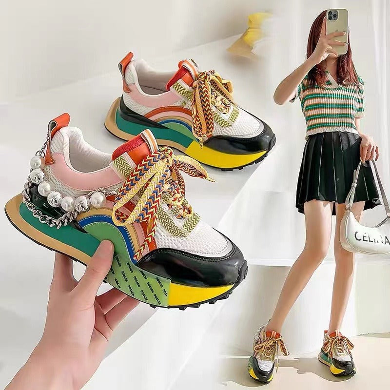 Women's Sneakers Retro Style Original Design Shoes Women Fashion Colorful Original Thick Sole Casual Sneakers For Lady